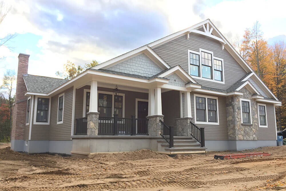 new home construction, gray two story house
