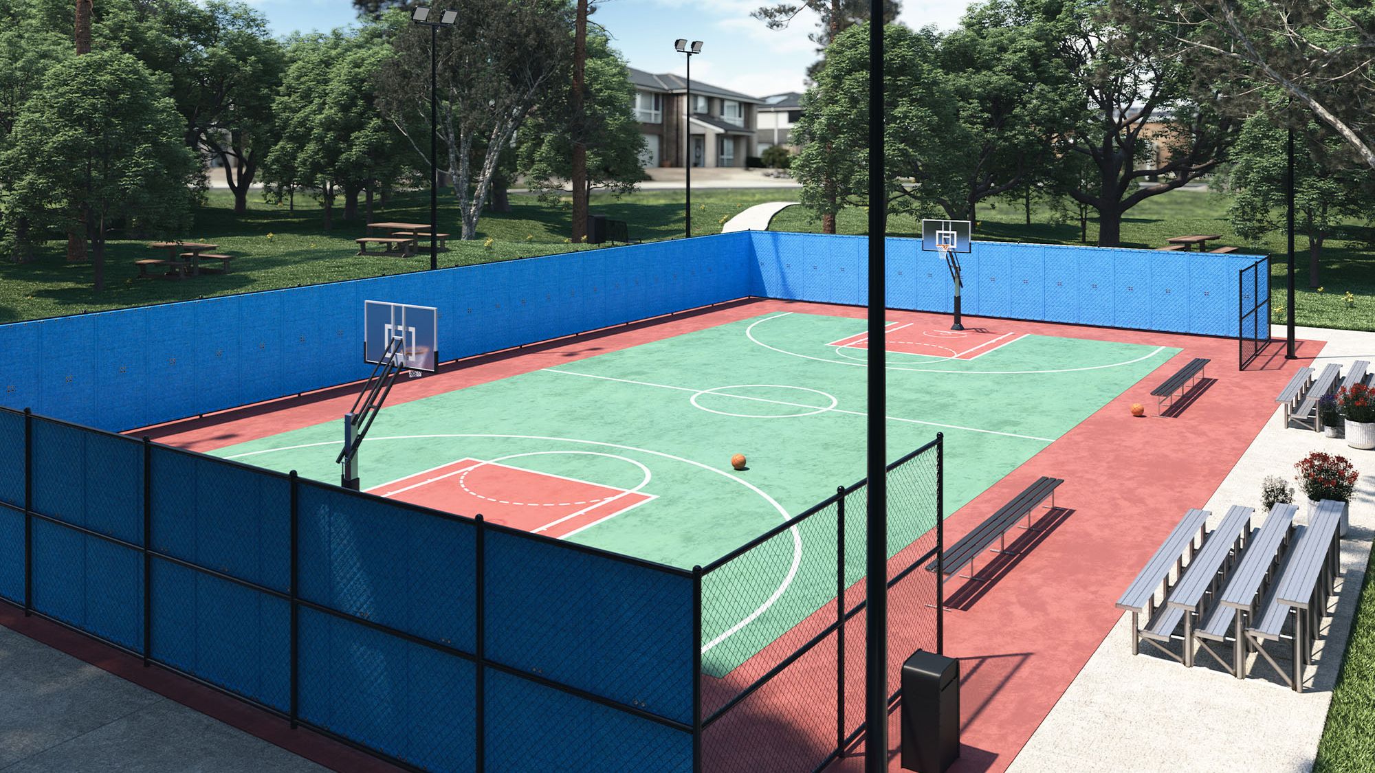 noise control curtains on basketball court