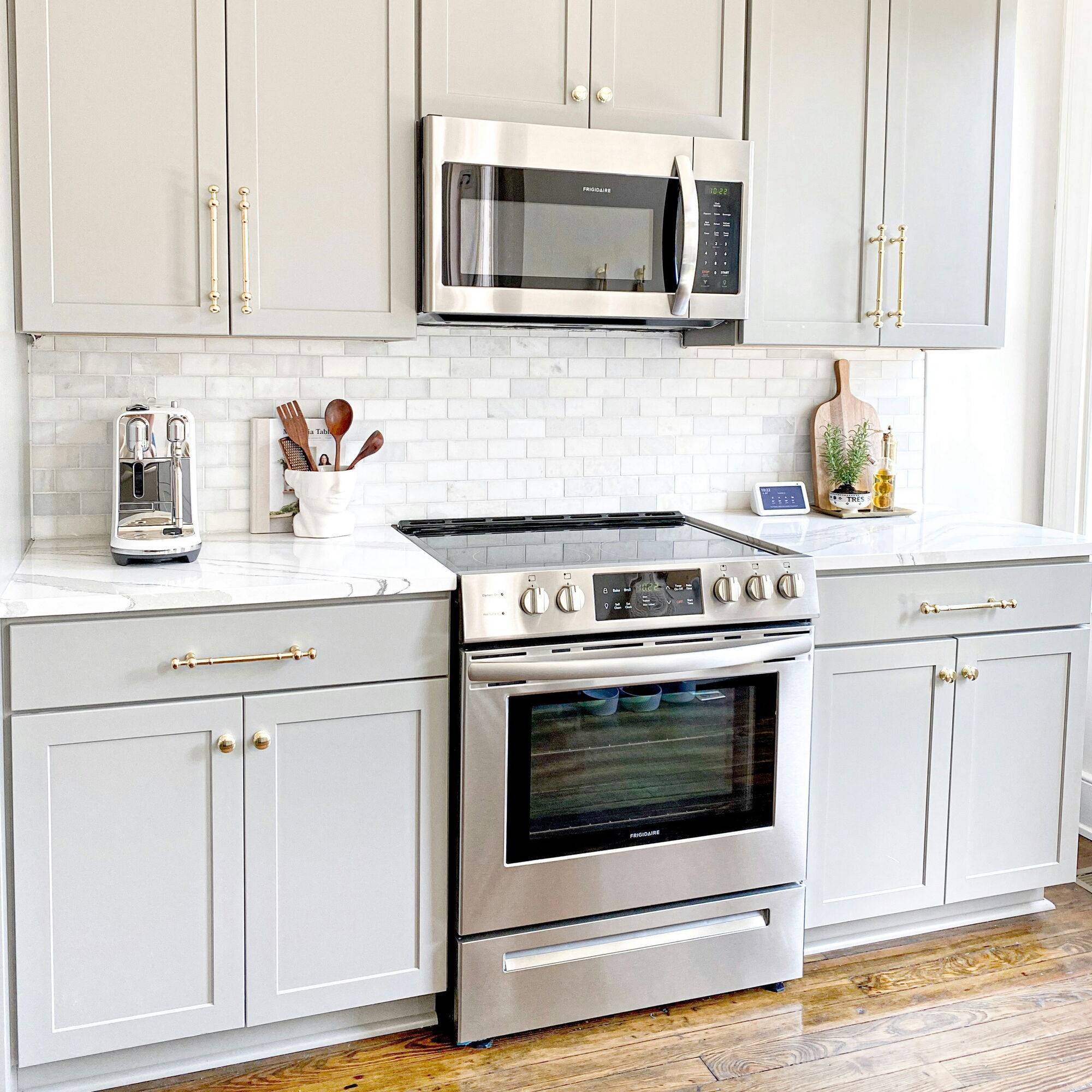Oven and Microwave in a White Kitchen