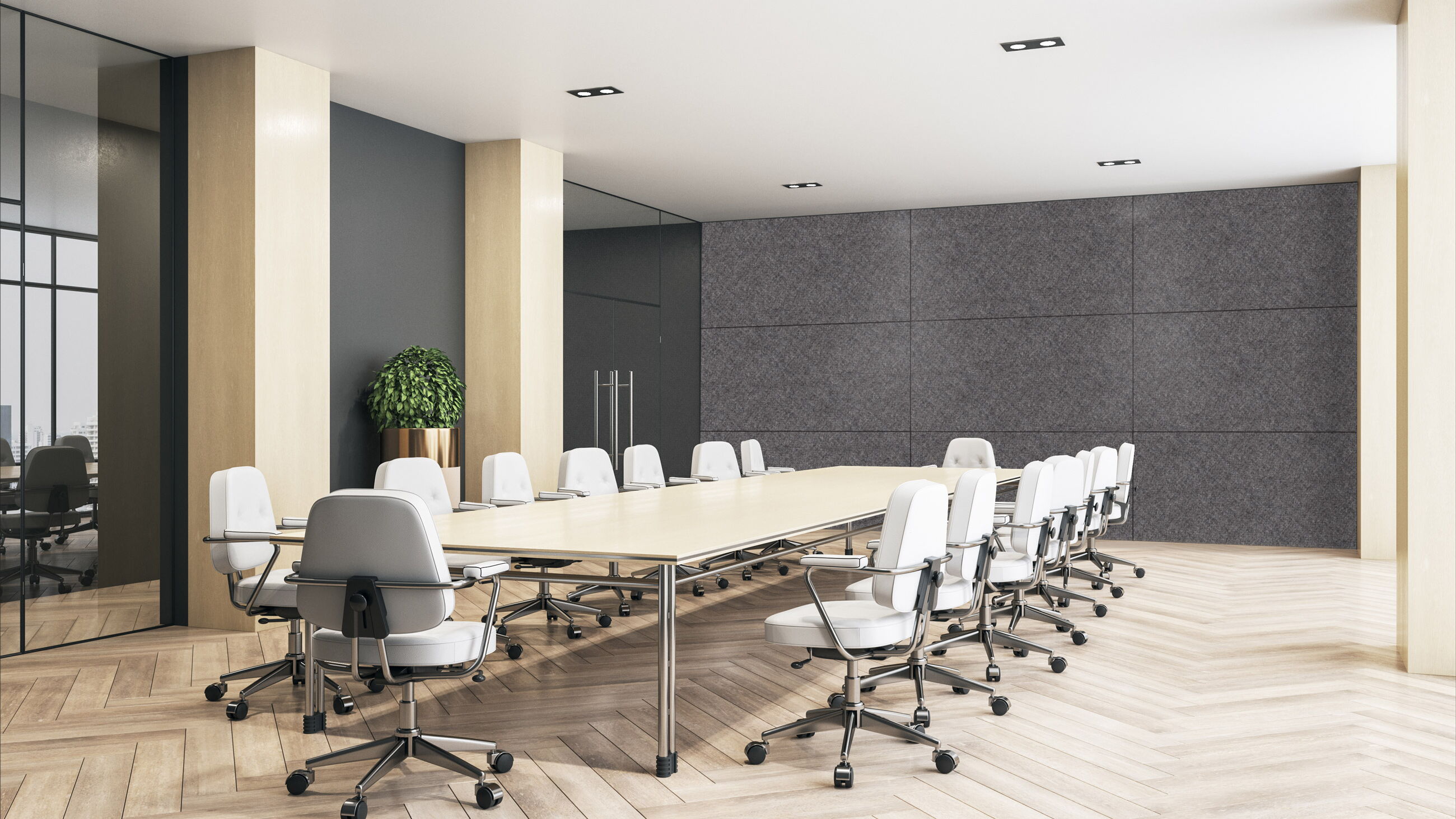 Grey S-2500 Sound Barrier Acoustic Panel in a conference room